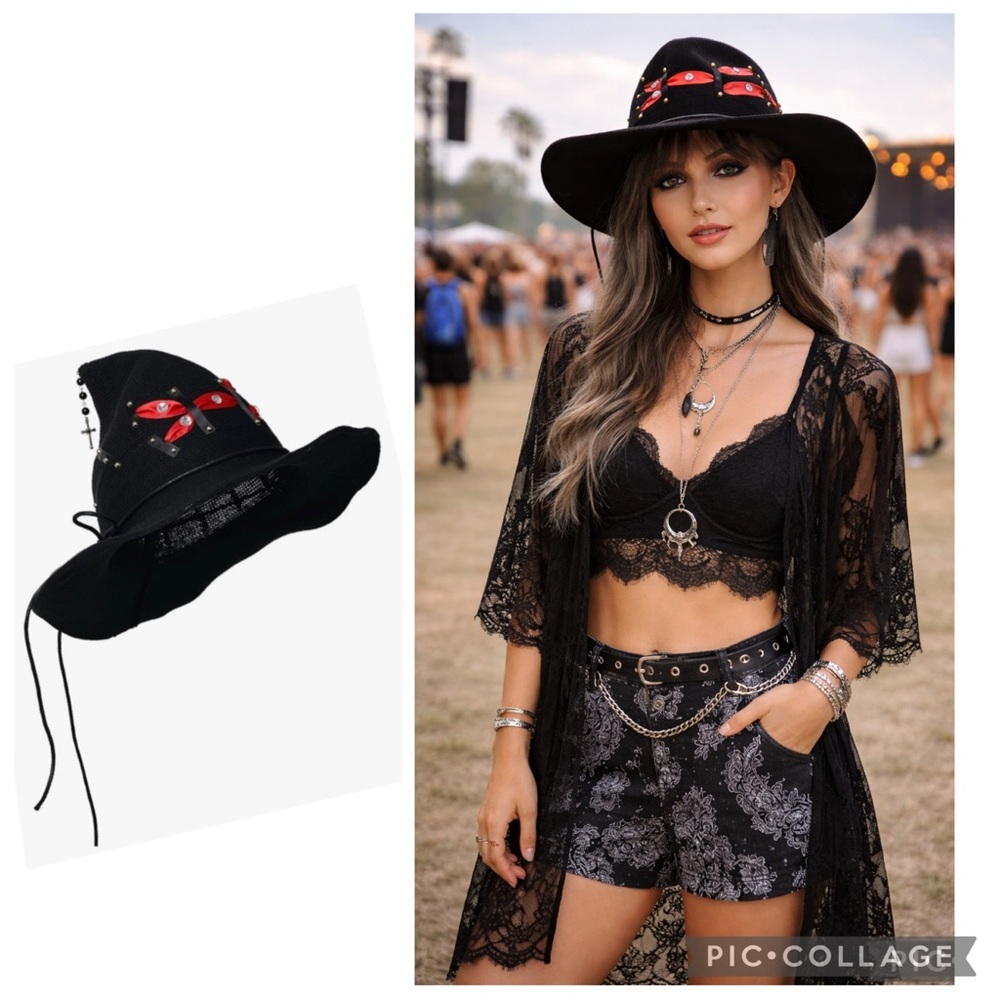 COSDREAMER WOOL KNIT GOTHIC PARTY FESTIVAL SEXY EMBELLISHED CROSS HAT